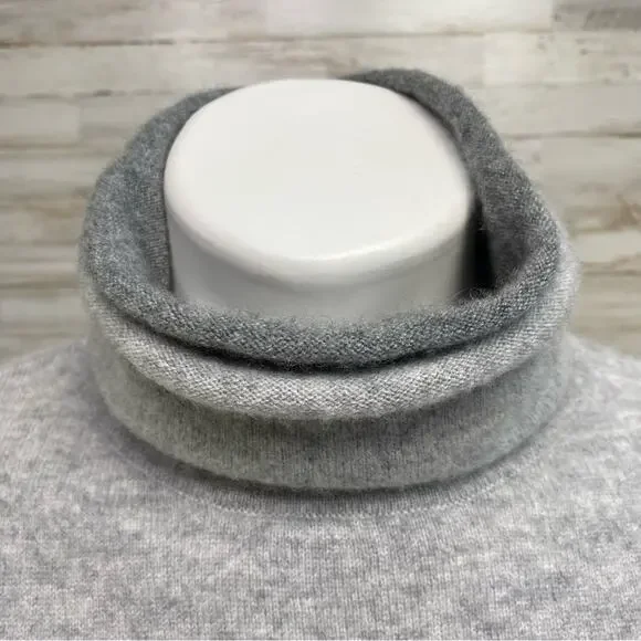 Magaschoni Cashmere Sweater Mock Neck Womens Size M Black Gray Colorblock - Picture 4 of 11